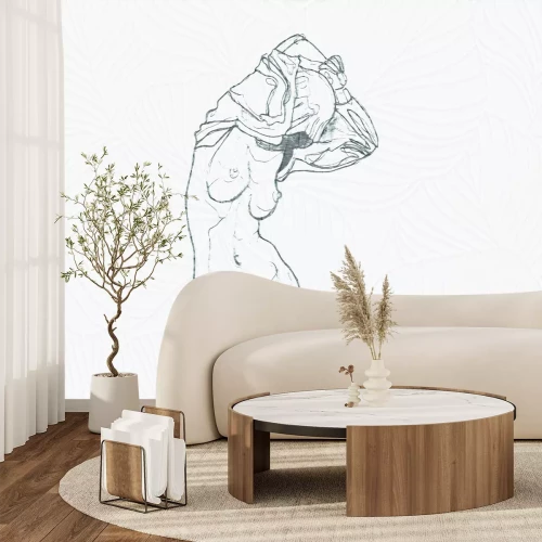 Papier peint  Femme subtile sur un fond de feuilles