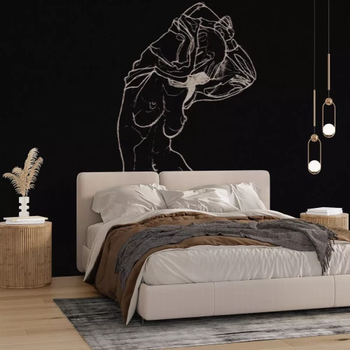 Papier peint  Croquis d'une silhouette féminine sur fond blanc