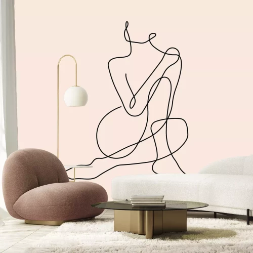 Papier peint  Croquis de femme dessiné à la ligne