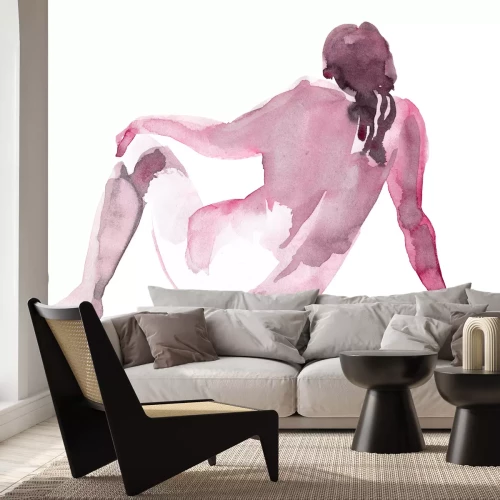 Papier peint  Silhouette féminine peinte à l'aquarelle
