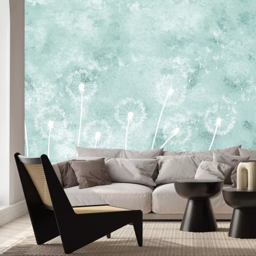 Papier peint  Pissenlits délicats sur fond bleu