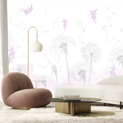 Papier peint  Pissenlits dans le vent avec des fées