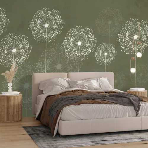 Papier peint  Fleurs délicates sur fond marron