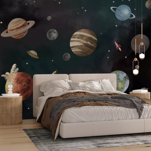 Papier peint  Planètes dans une galaxie cosmique