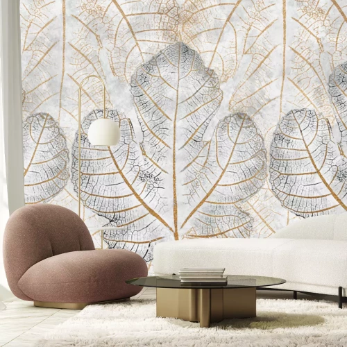 Papier peint  Maille délicate de feuilles motif botanique