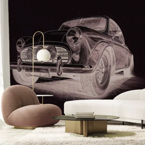 Papier peint  Dessin de voiture de style rétro