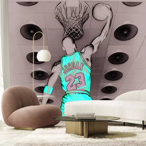 Papier peint  Athlète lançant le ballon dans le panier