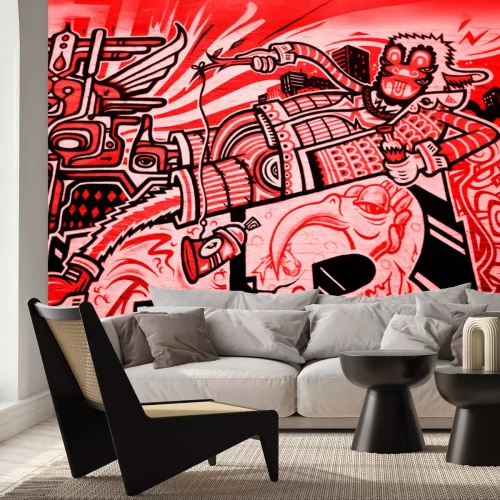 Papier peint  Figure abstraite graffiti rouge