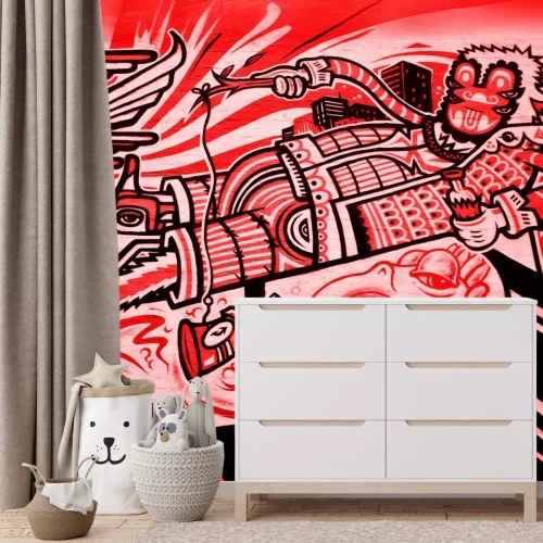 Papier peint  Figure abstraite graffiti rouge