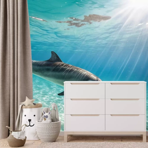 Papier peint  Dauphin nageant au fond de l'océan