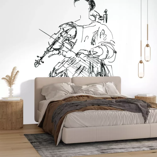 Papier peint  Croquis d'une femme jouant du violon