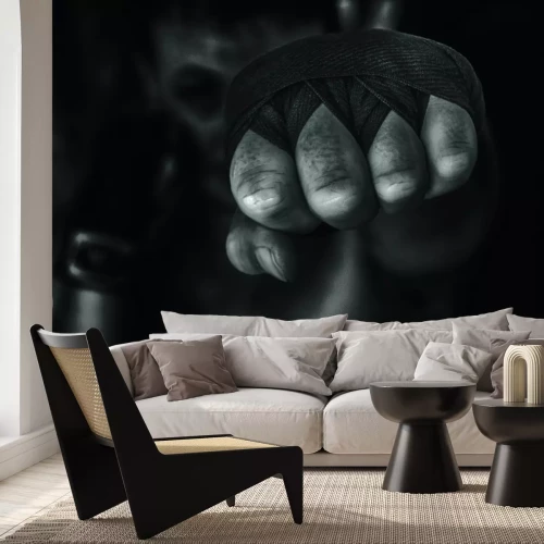 Papier peint  Boxeur homme frappe avec le poing