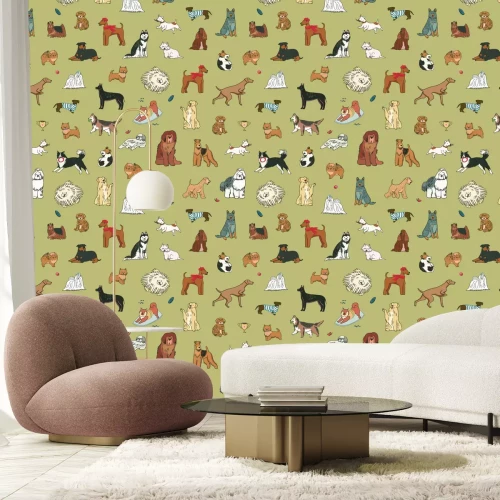 Papier peint  Chiens petits et grands abstraits