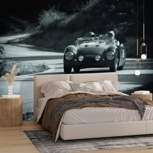 Papier peint  Photo en noir et blanc d'une voiture rétro