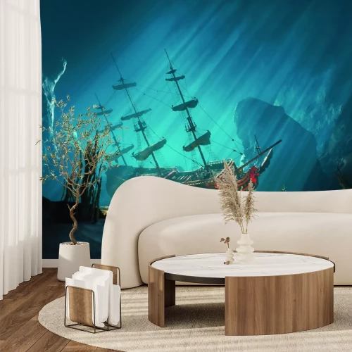 Papier peint  Voilier dans les eaux sombres de l'océan