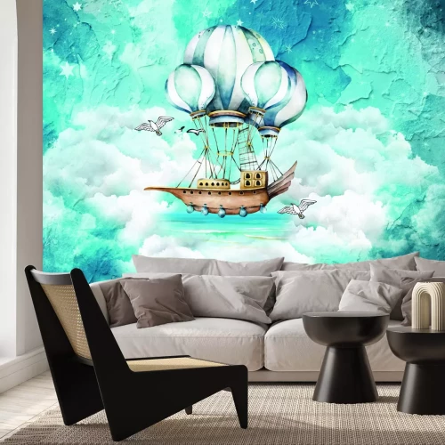 Papier peint  Bateau de conte de fées avec des ballons dans les nuages