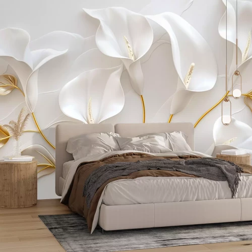 Papier peint  Fond Fleuri, Fleurs Pastel, Oiseaux et Papillons