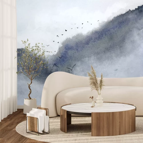 Papier peint  Oiseaux sur un Fond Aquarelle