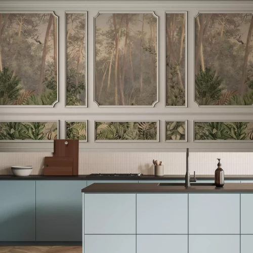 Papier peint  Paysage Tropical avec Plantes en Stuc