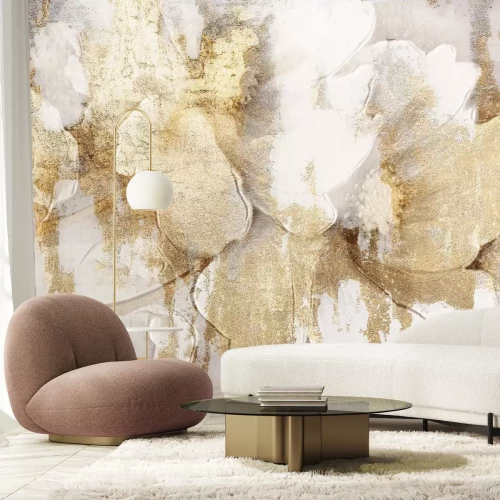 Papier peint  Fleur Blanche sur Fond en Béton Style Industriel