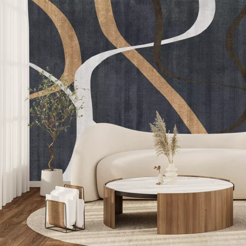 Papier peint  Formes Géométriques et Lignes sur Fond Sombre