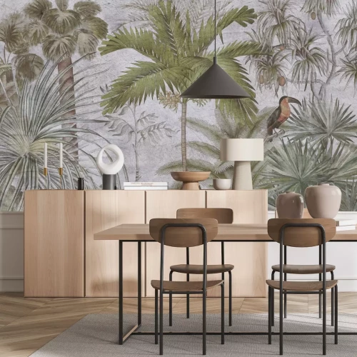 Papier peint  Jungle Tropicale avec Oiseau Exotique