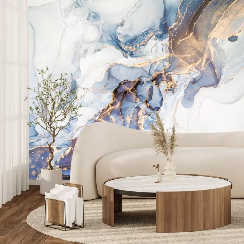 Papier peint  Marbre aux tons bleu et azur