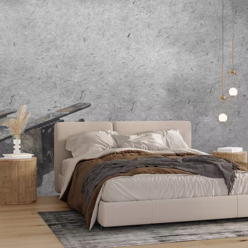 Papier peint  Avion en bois jouet sur fond gris