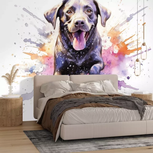 Papier peint  Motif aquarelle portrait de chien en style moderne