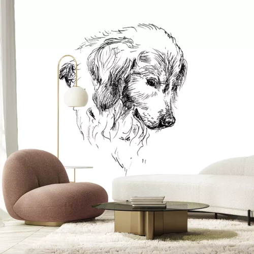 Papier peint  Portrait noir et blanc de chien style croquis