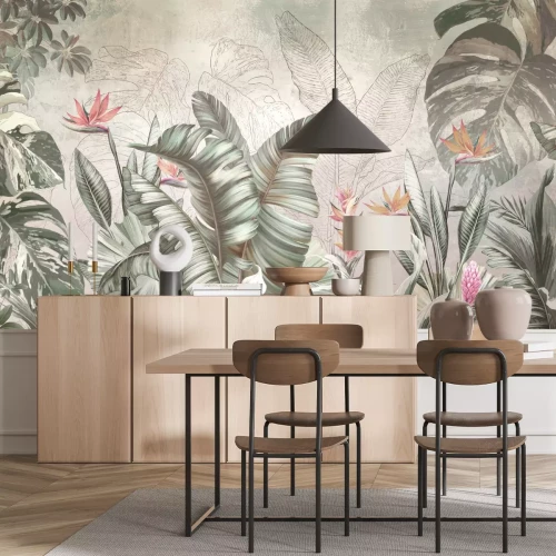 Papier peint  Forêt tropicale avec des feuilles de palmier