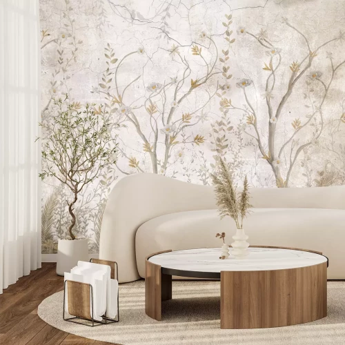 Papier peint  Paysage pittoresque de plantes et de fleurs