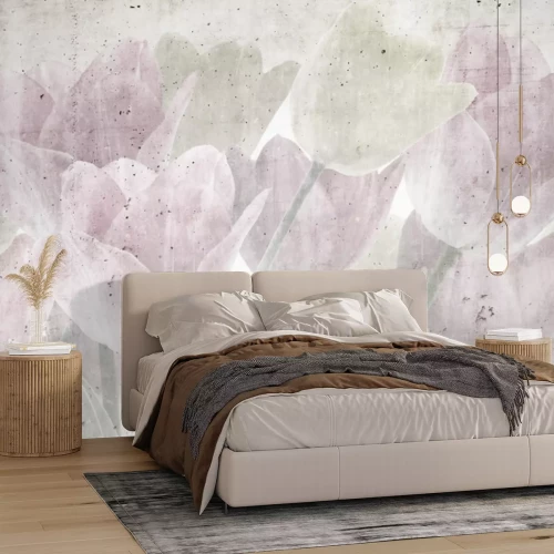 Papier peint  Bouquet peint de tulipes délicates