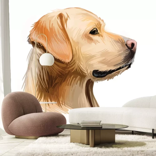 Papier peint  Illustration de chien Golden Retriever sur fond blanc