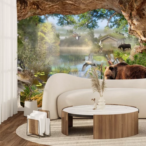 Papier peint  Motif de village abstrait pour enfants