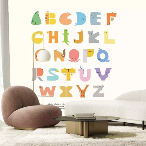Papier peint  Alphabet en forme d’animaux motif pour enfants