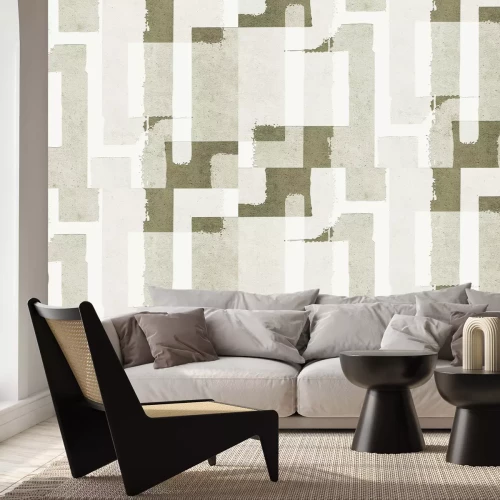 Papier peint  Motif géométrique marron et beige