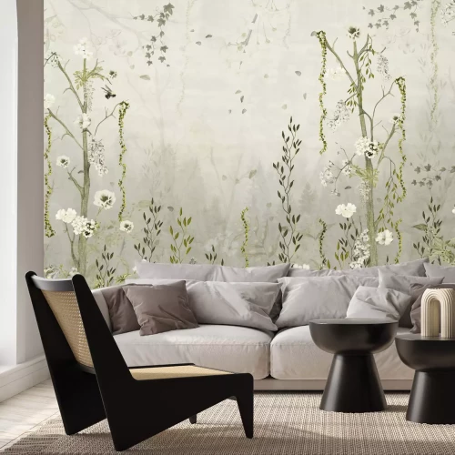 Papier peint  Végétation sauvage avec des fleurs en fleurs