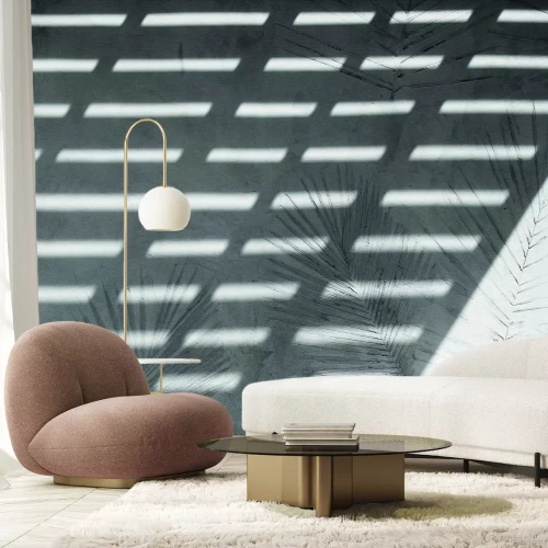 Papier peint  Délicat reflet de palmiers sur le mur avec ombre
