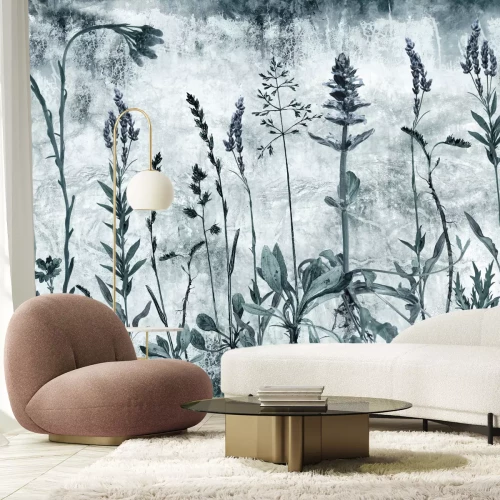 Papier peint  Fleurs sauvages dans une prairie avec de la lavande