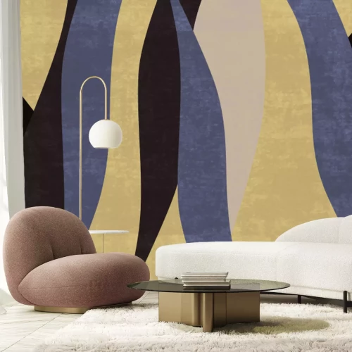 Papier peint  Rayures bleu et beige dans le style scandinave