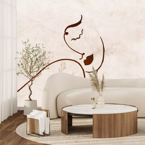 Papier peint  Dessin d'un visage féminin sur le béton