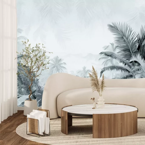 Papier peint  Panorama de la jungle luxuriante avec des palmiers