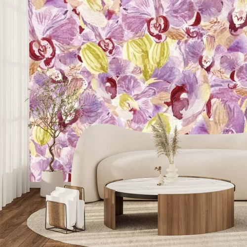 Papier peint  Fleurs d'orchidée peintes
