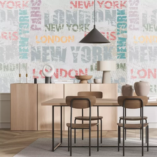 Papier peint  Inscriptions Londres Paris et New York