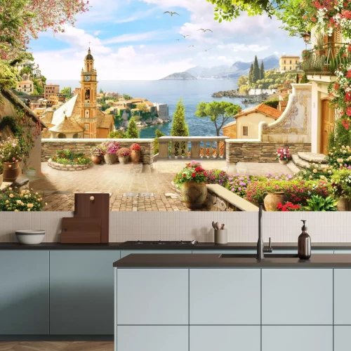 Papier peint  Paysage marin en Italie avec architecture