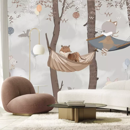 Papier peint  Forêt d’imitation avec un éléphant et de la végétation