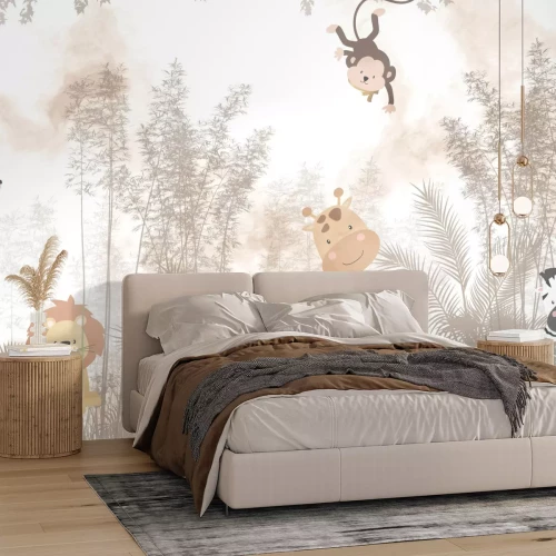 Papier peint  Paysage tropical avec des animaux et des plantes