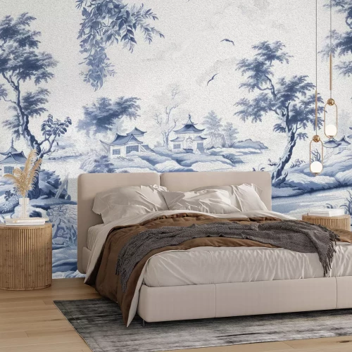 Papier peint  Village japonais parmi les arbres