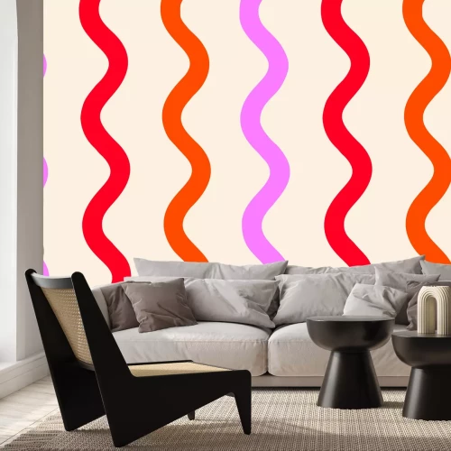 Papier peint  Formes ondulées colorées en style Pop Art